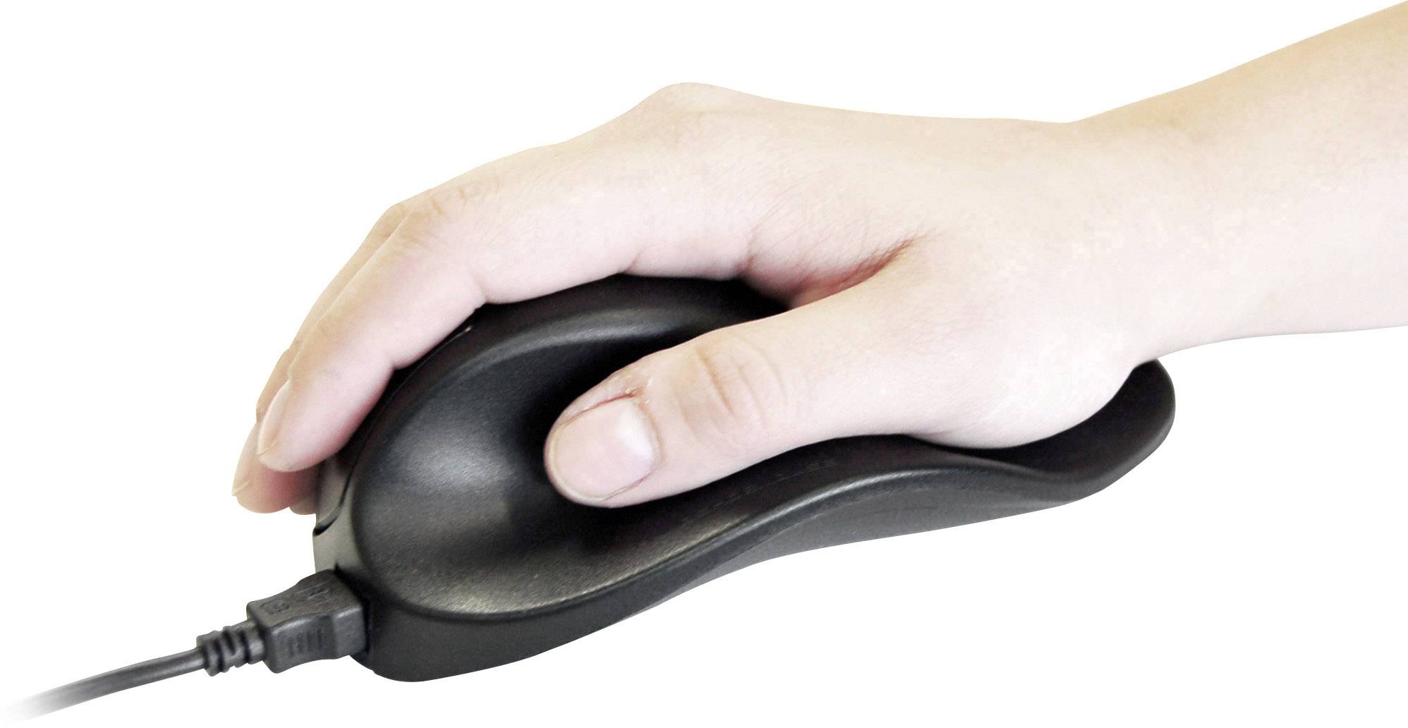 BakkerElkhuizen HandShoeMouse M Maus USB BlueTrack Schwarz 3 Tasten 1500 dpi Ergonomisch