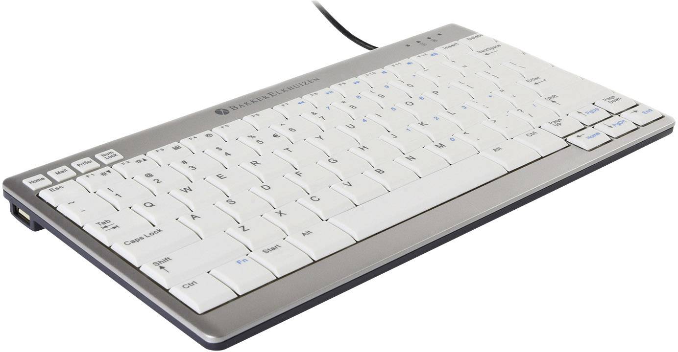 BakkerElkhuizen UltraBoard 950 Compact USB Tastatur Deutsch, QWERTZ Grau, Weiß Ergonomisch, USB-Hub
