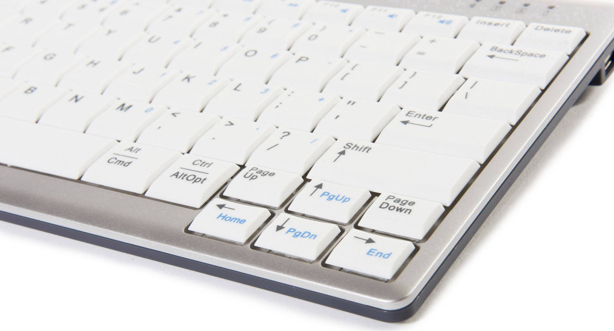 BakkerElkhuizen UltraBoard 950 Compact USB Tastatur Deutsch, QWERTZ Grau, Weiß Ergonomisch, USB-Hub