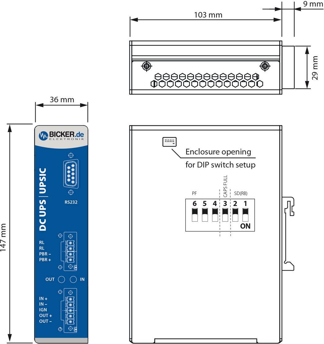 Bicker Elektronik UPSIC-1205D Industrielle USV-Anlage (DIN Rail)
