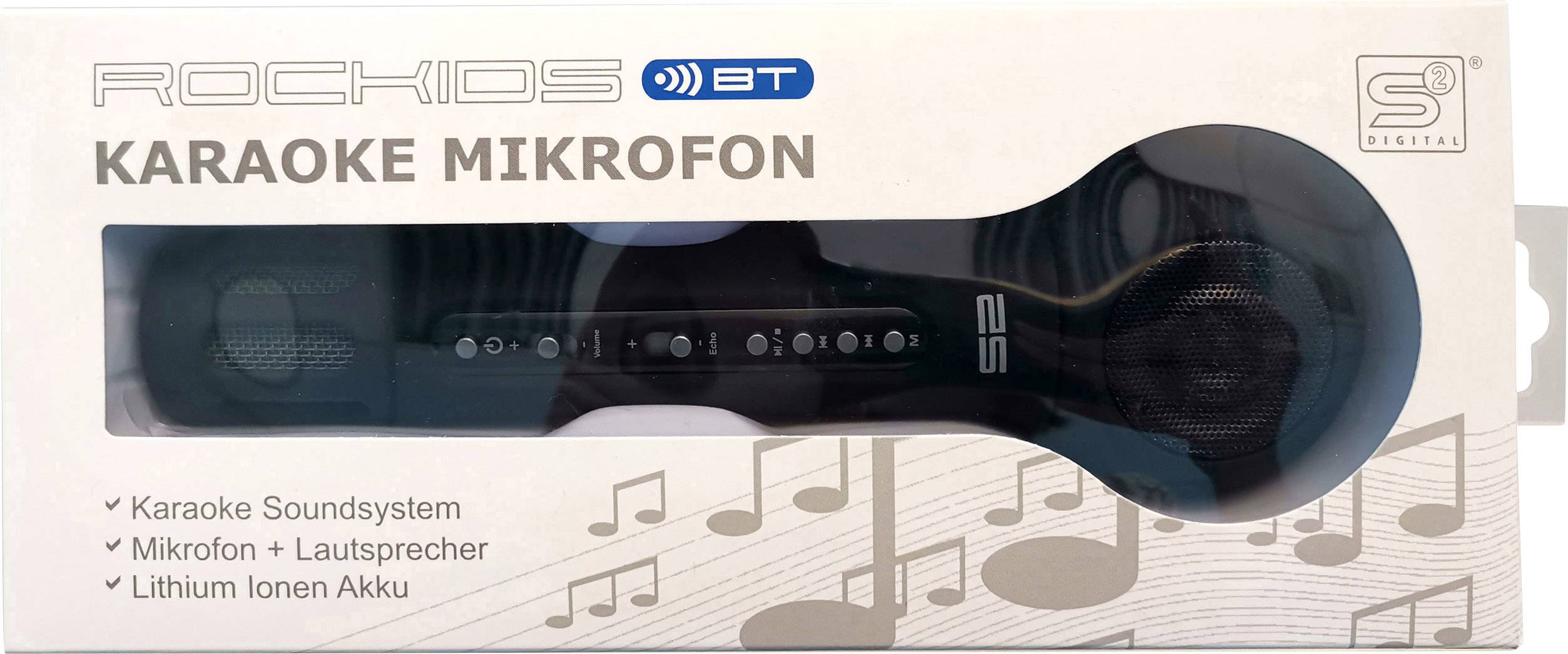 Hand Gesangs-Mikrofon s2-Digital Rockids schwarz Übertragungsart:Kabelgebunden, Bluetooth®