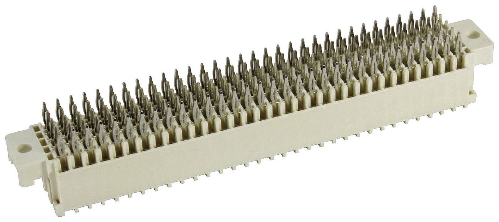 Ein rechteckiger elektrischer Steckverbinder mit vielen Metallstiften aus Kunststoffgehäuse, verwendet zur Verbindung elektronischer Bauteile.