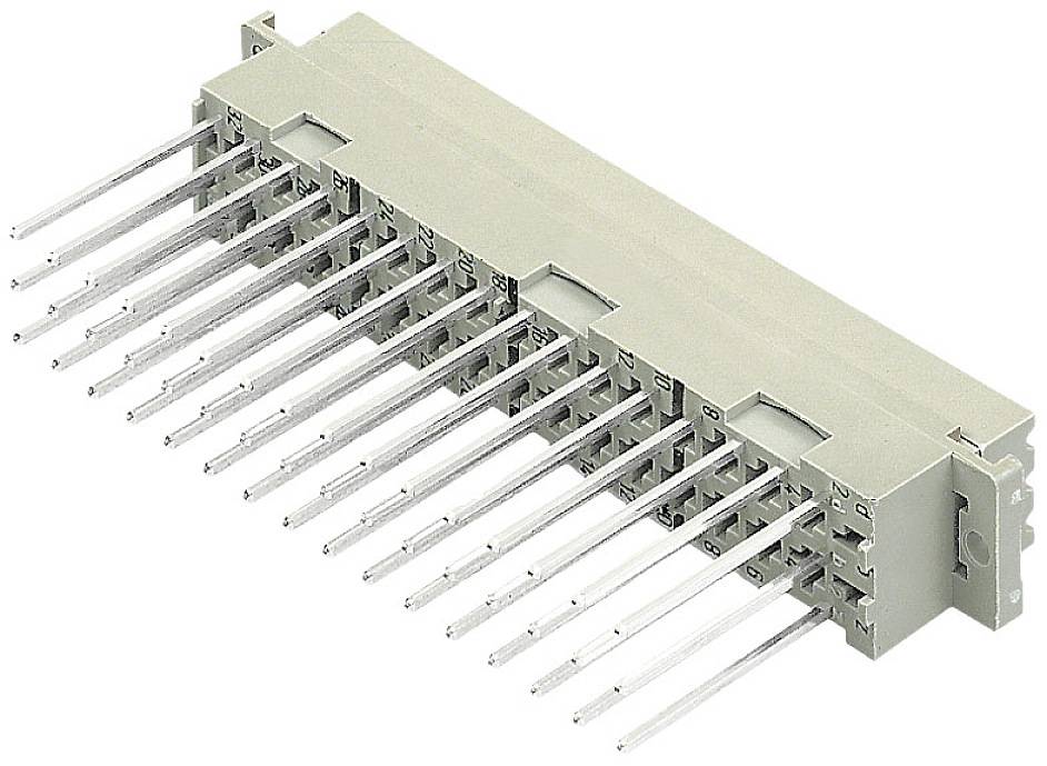 Elektrischer Steckverbinder mit mehreren Metallpins, geeignet für den Einsatz in elektronischen Geräten oder Schaltkreisen.