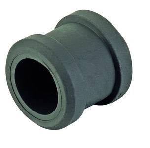 Ein schwarzes, zylindrisches Gummielement mit zwei hervorstehenden Rändern. Verwendet als Puffer oder Verbinder in technischen Anwendungen.