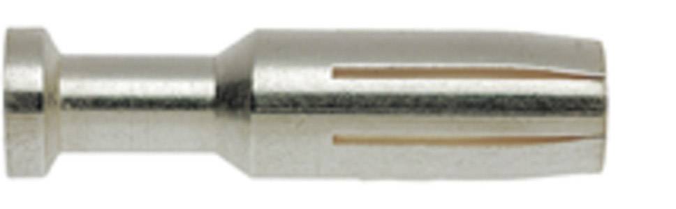 Metallischer Steckerstift mit zylindrischem Körper und Längsschlitzen, geeignet zur elektrischen Verbindung.