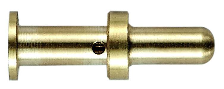 Nahaufnahme eines metallischen Stiftes mit einer glatten, zylindrischen Form und einer kleinen Öffnung an der Seite.