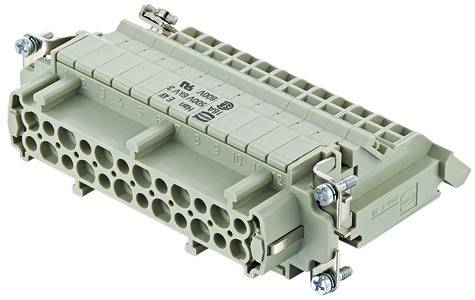 Grauer, industrieller Mehrpol-Steckverbinder mit Schraubbefestigung, geeignet für elektrische Verbindungen. Enthält 24 Kontakte.