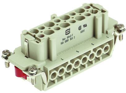 Mehrpoliger elektrischer Steckverbinder mit Schraubklemmen, geeignet für industrielle Anwendungen und hohe Stromstärken bis zu 500V.