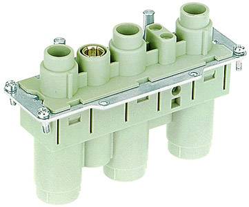 Kunststoffbauteil mit mehreren zylindrischen Anschlüssen, vermutlich ein Verteiler oder Anschlussmodul für technische Anwendungen.