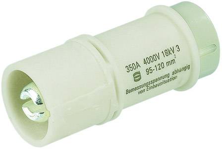 Zylindrischer Sicherungseinsatz, weiß, mit Aufschrift '350A 4000V 18kV/3 95-120mm'. предназначен для Hochspannungsschutz.
