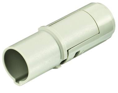 Ein beiger Kunststoffadapter mit runder Form und Rillen, der für mechanische oder elektrische Verbindungen verwendet wird.