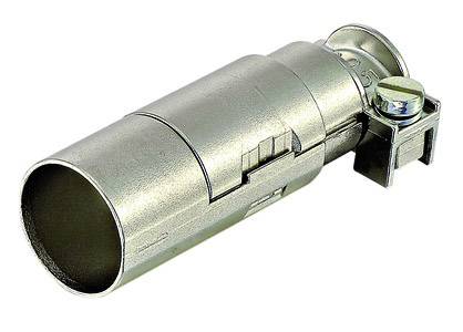 Metallverbinder mit Schraube, zylindrische Form, wird zum Verbinden von Rohren verwendet.