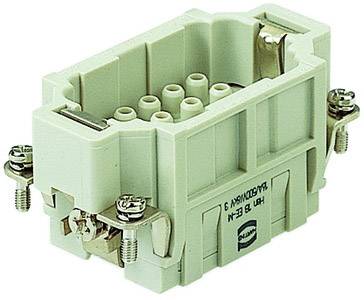 Rechteckiger Steckverbinder mit mehreren Kontakten und Metallschrauben an den Ecken, geeignet für industrielle Anwendungen.