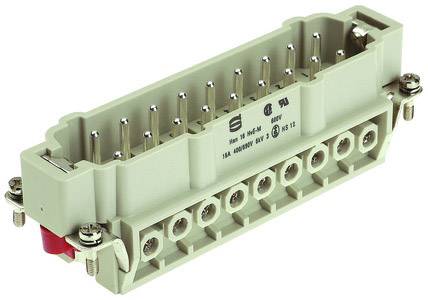 Industrie-Steckverbinder mit mehreren Steckplätzen und Einsteckstiften, geeignet für hohe Spannungen, umgeben von grauem Gehäuse.