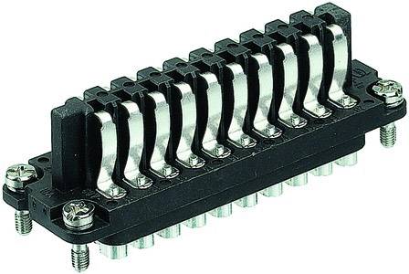 Reihenklemmenblock, 10 Pole, schwarz, mit Metallschrauben, geeignet für elektrische Anwendungen zum sicheren Verbinden von Kabeln.