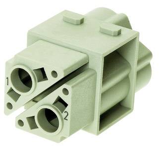 Grüner Kunststoffanschluss mit zwei runden Öffnungen, nummeriert 1 und 2; dient als Anschluss für elektrische Verbindungen.