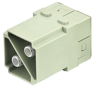 Grüner zweipoliger, rechteckiger Steckeradapter aus Kunststoff mit zwei Metallkontakten, geeignet für Elektroinstallationen.