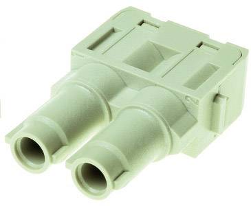 Ein grüner Steckeradapter mit zwei Steckanschlüssen, geeignet für die Verbindung elektrischer Kabel unterschiedlicher Geräte.