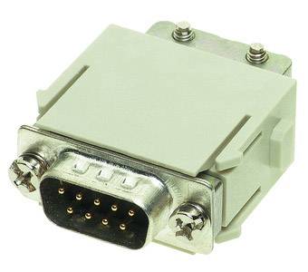 Ein DB9-Steckeradapter mit zwei Schrauben zur Befestigung, geeignet zur Verbindung von seriellen Geräten.