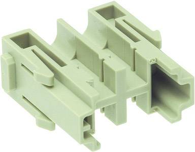 Grüner, rechteckiger Steckverbinder aus Kunststoff mit mehreren Öffnungen und Befestigungsmechanismen.