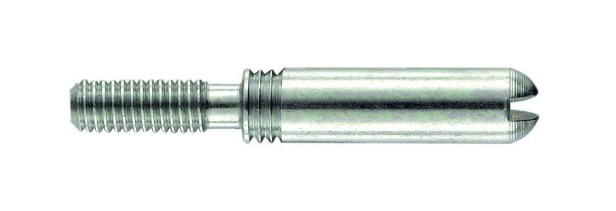 Ein Metall-Befestigungselement mit Schraubgewinde und glattem Schaft, oft verwendet in Maschinenbau und Konstruktion.