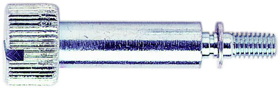 Eine silberne Rändelschraube mit Gewinde und einem runden Kopf, verwendet in mechanischen Anwendungen zur Befestigung von Teilen.