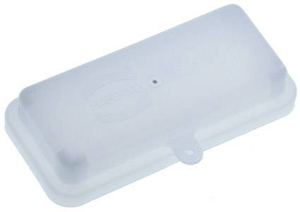 Transparente Kunststoffabdeckung mit rechteckiger Form, enthält das Wort 'Harting'.