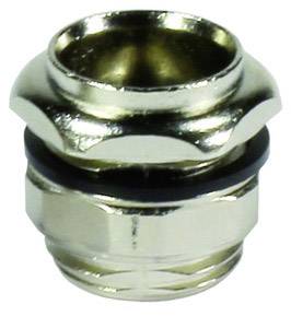 Eine Metallschraubverschraubung mit glatter Oberfläche, geeignet für Kabeldurchführungen. Sie zeigt eine Sechskantmutter und Dichtung.