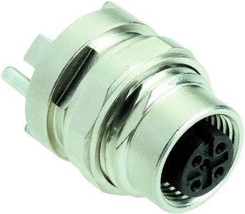 Ein mehrpoliger, zylindrischer Stecker in Metallausführung mit Gewinde, geeignet für industrielle Anwendungen.