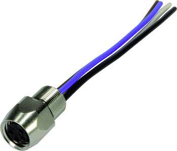 Stecker mit farbigen Drähten: braun, blau, schwarz, weiß. Wird zur elektrischen Verbindung genutzt.