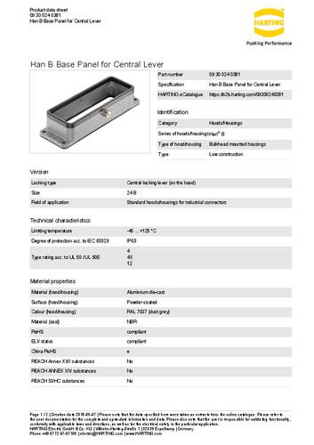Harting Anbaugehäuse 09 30 024 0381 1St.