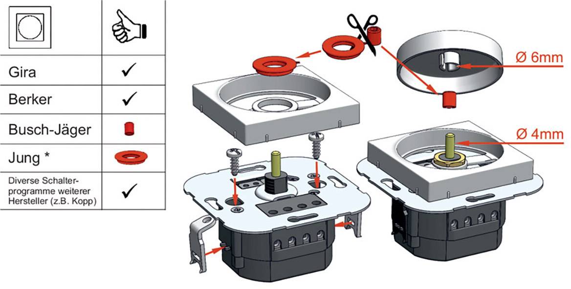 Ehmann 5500x0000 Universal-Dimmer Geeignet für Leuchtmittel: LED-Lampe, Halogenlampe, Glühlampe, Filament LEDs, LED Treiber