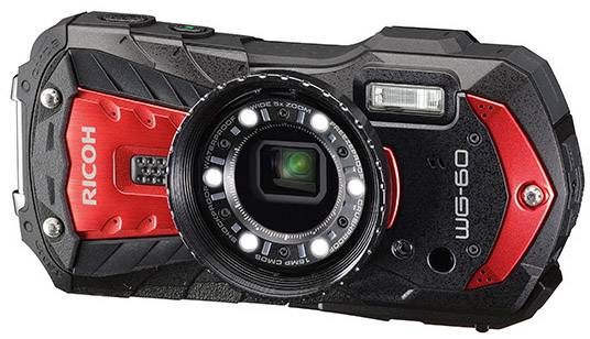 Ricoh WG-60 Digitalkamera 16 Megapixel Opt. Zoom: 5 x Rot, Schwarz Wasserdicht, Staubgeschützt