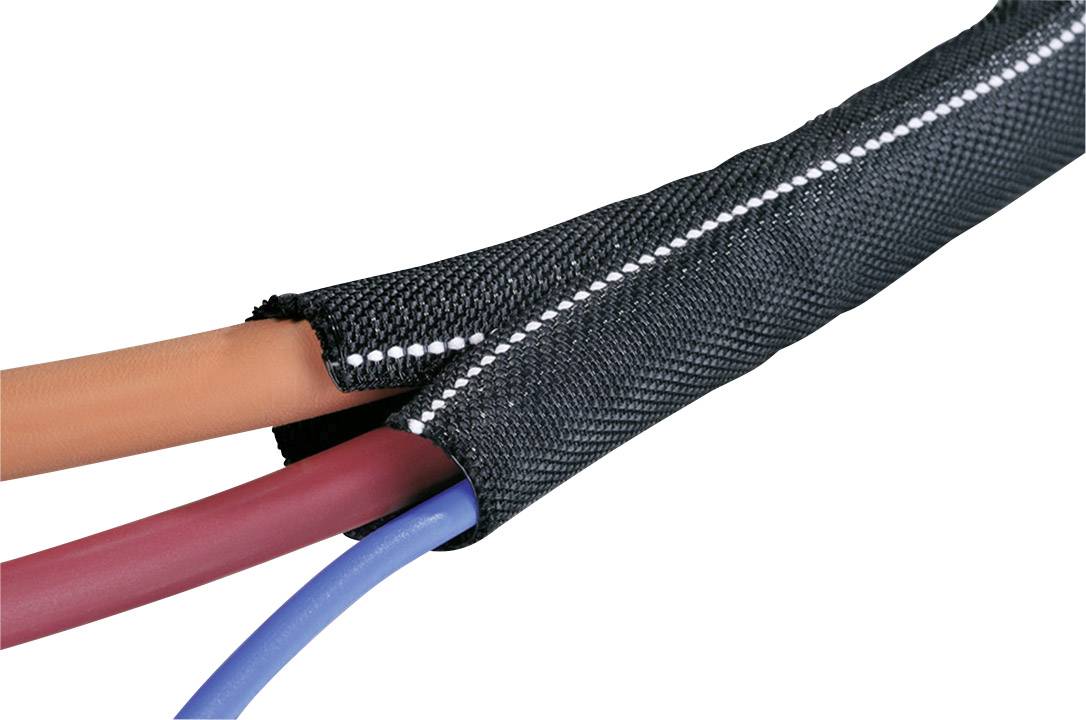 HellermannTyton 170-01109 Twist-In-FR 50-PET-BK Geflechtschlauch Schwarz Polyester 38 bis 50mm 15m