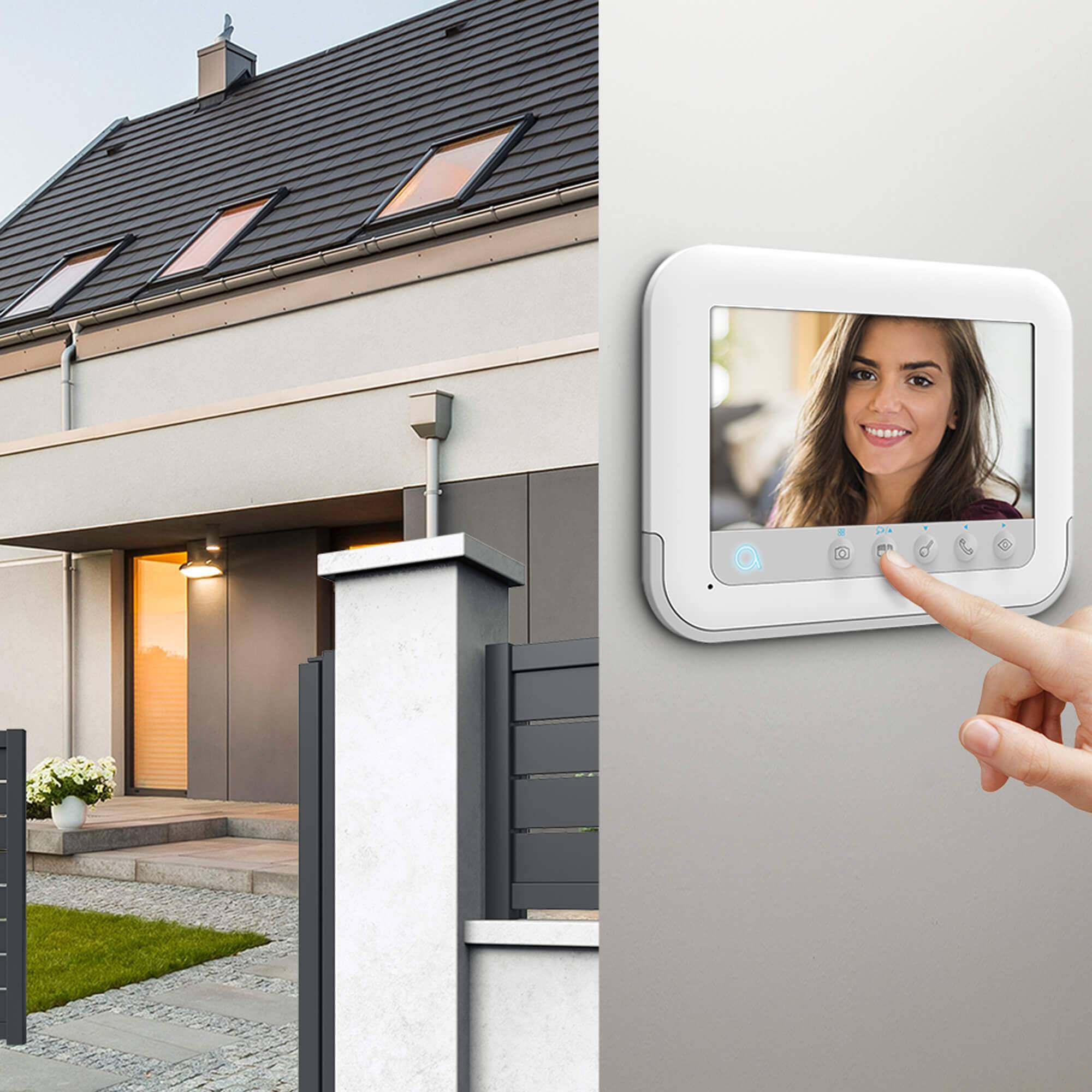 Avidsen 112271 Video-Türsprechanlage 2-Draht Komplett-Set 1 Familienhaus Weiß, Grau