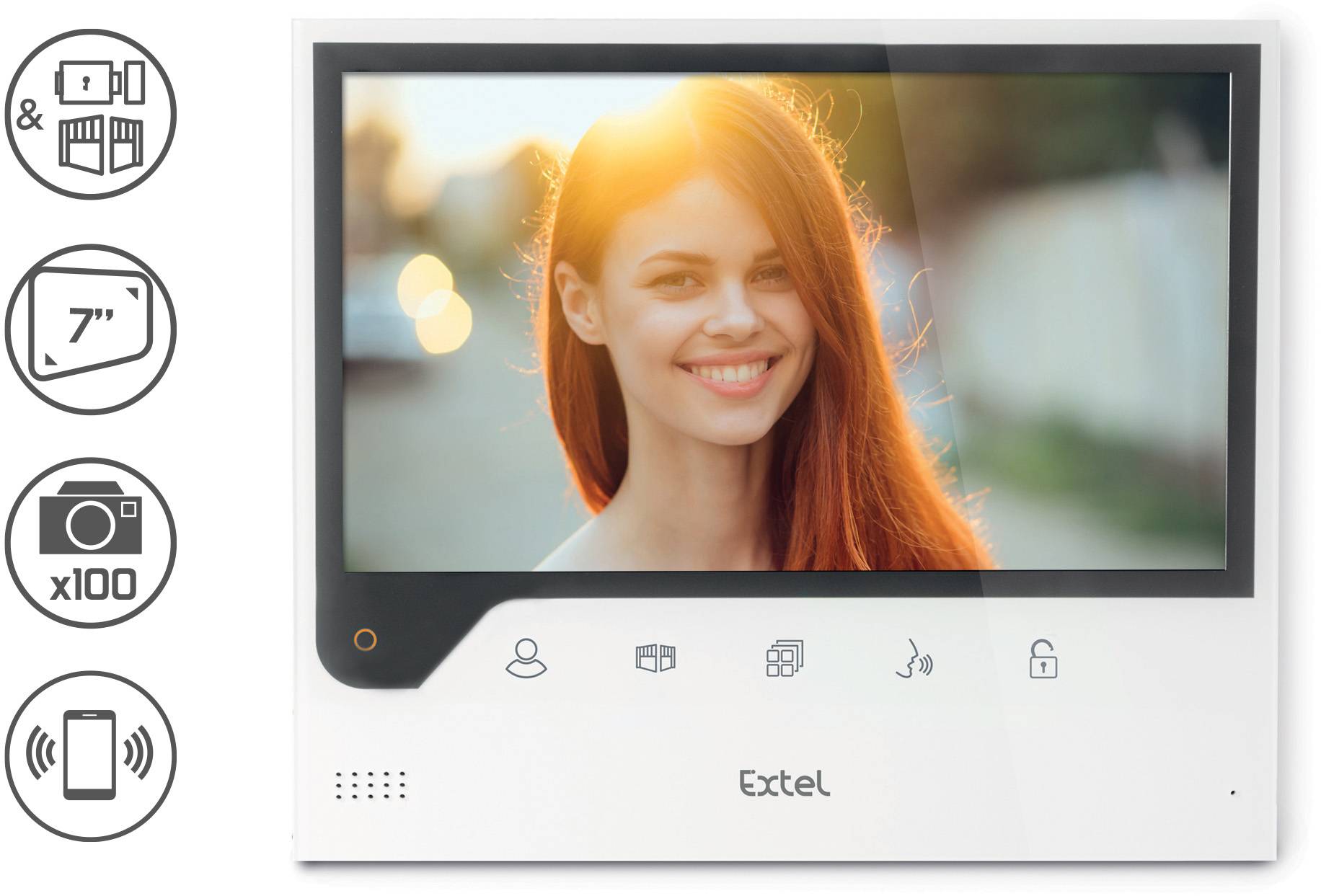 Extel IP-Video-Türsprechanlage WLAN, 2-Draht Komplett-Set 1 Familienhaus Schwarz, Weiß