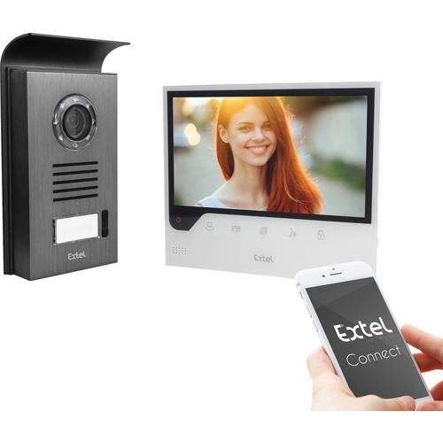 Interphone vidéo IP Extel 720308 Wi-Fi, 2 fils Set complet 1 foyer noir, blanc