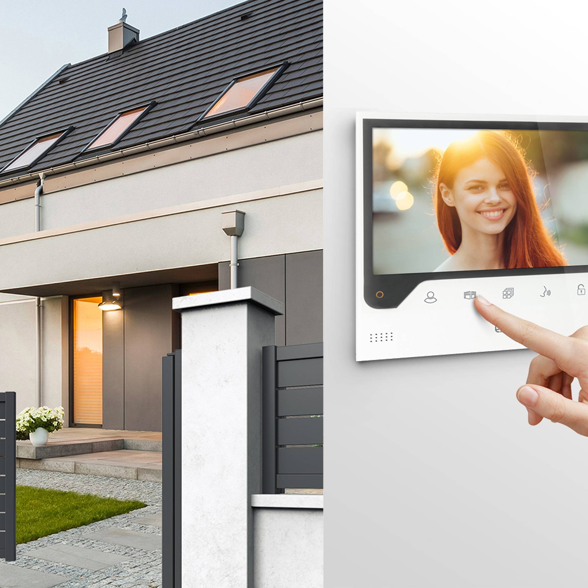 Extel IP-Video-Türsprechanlage WLAN, 2-Draht Komplett-Set 1 Familienhaus Schwarz, Weiß