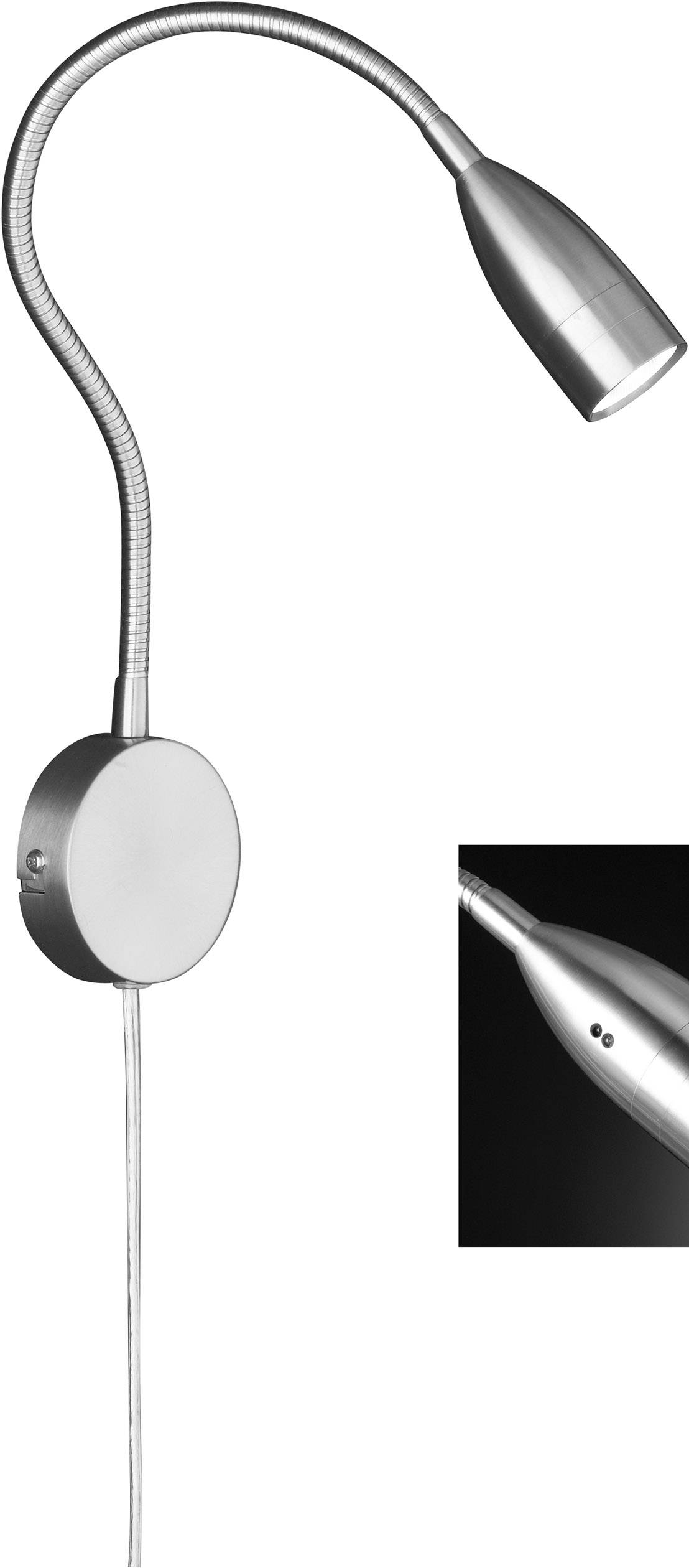Fischer & Honsel 30703 Wandspot flex, Bettleuchte LED, Lichtquelle durch Elektrofachkraft austauschbar 5 W LED Nickel