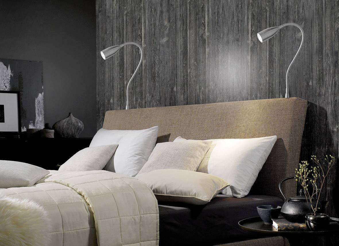 Fischer & Honsel 30703 Wandspot flex, Bettleuchte LED, Lichtquelle durch Elektrofachkraft austauschbar 5 W LED Nickel