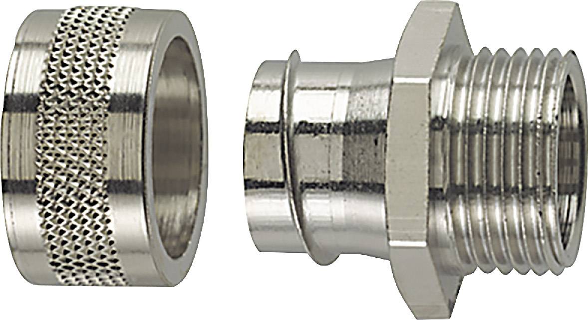 Zwei Metallanschlüsse nebeneinander. Links ein schraubenförmiger Adapter, rechts ein gerader Gewindeanschluss.