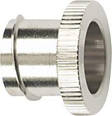 Metallarmatur, zylindrisch, mit gerippter Oberfläche und glattem Rand, zur Verbindung von Rohrleitungen; Industriekomponente.