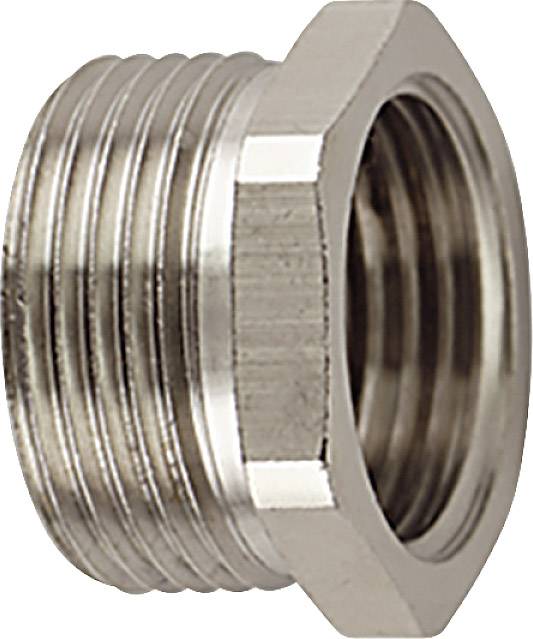 Ein sechseckiger Metalladapter mit Außengewinde, geeignet für Rohrverbindungen.