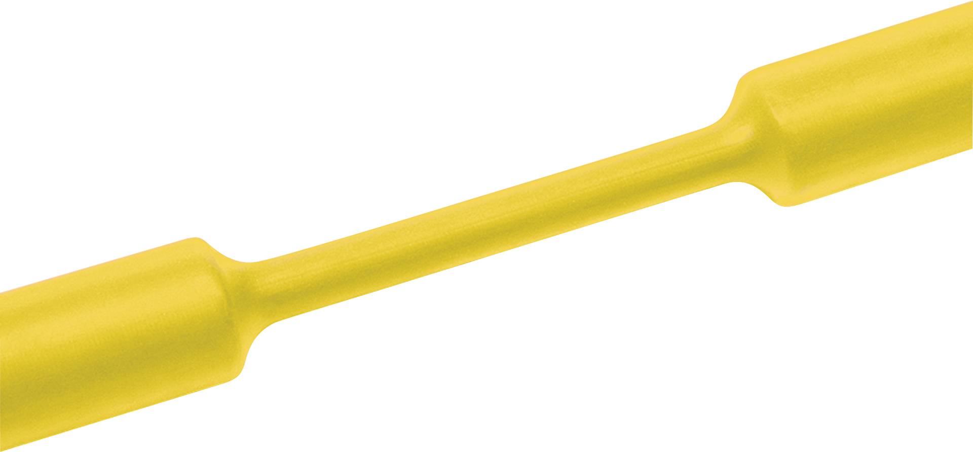 Gelber Kunststoffstab mit zwei verdickten Enden; er könnte als Griff oder Verbindungsteil in einer Konstruktion dienen.
