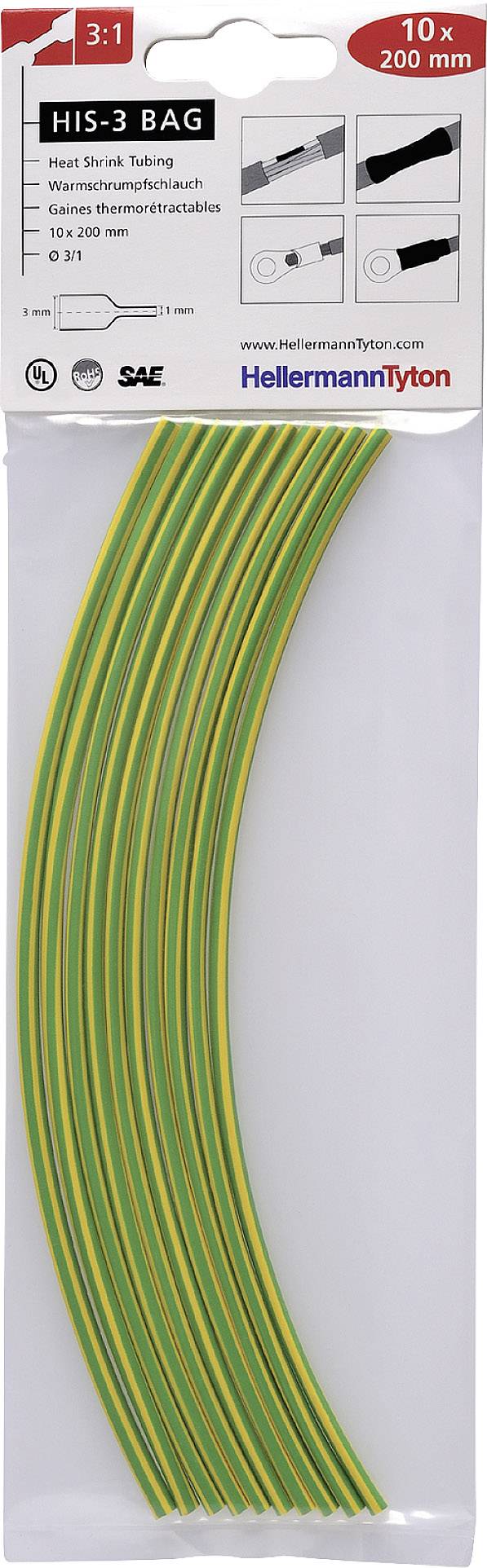 HellermannTyton 308-30617 Schrumpfschlauch ohne Kleber Grün, Gelb 6 mm 2 mm Schrumpfrate:3:1 2 m