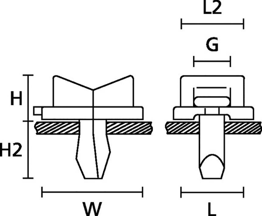 HellermannTyton TY5K3-PA66HS-NA Befestigungssockel steckbar 152-11309 Bündel-Ø-Bereich 9.30mm (max) mit Keilsockel