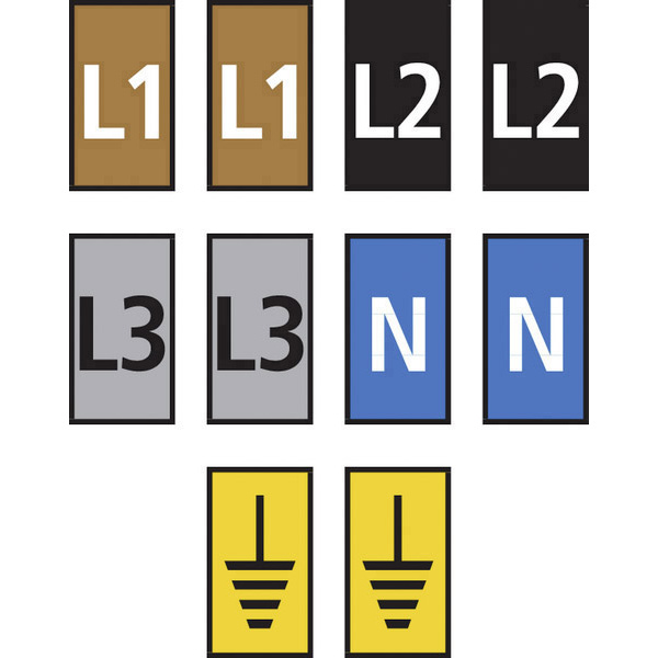 HellermannTyton WIC2-L1,L2,L3,N,Earth-PA66-MIX Kennzeichnungsclip Aufdruck L1, L2, L3, N, Erde 561-02300