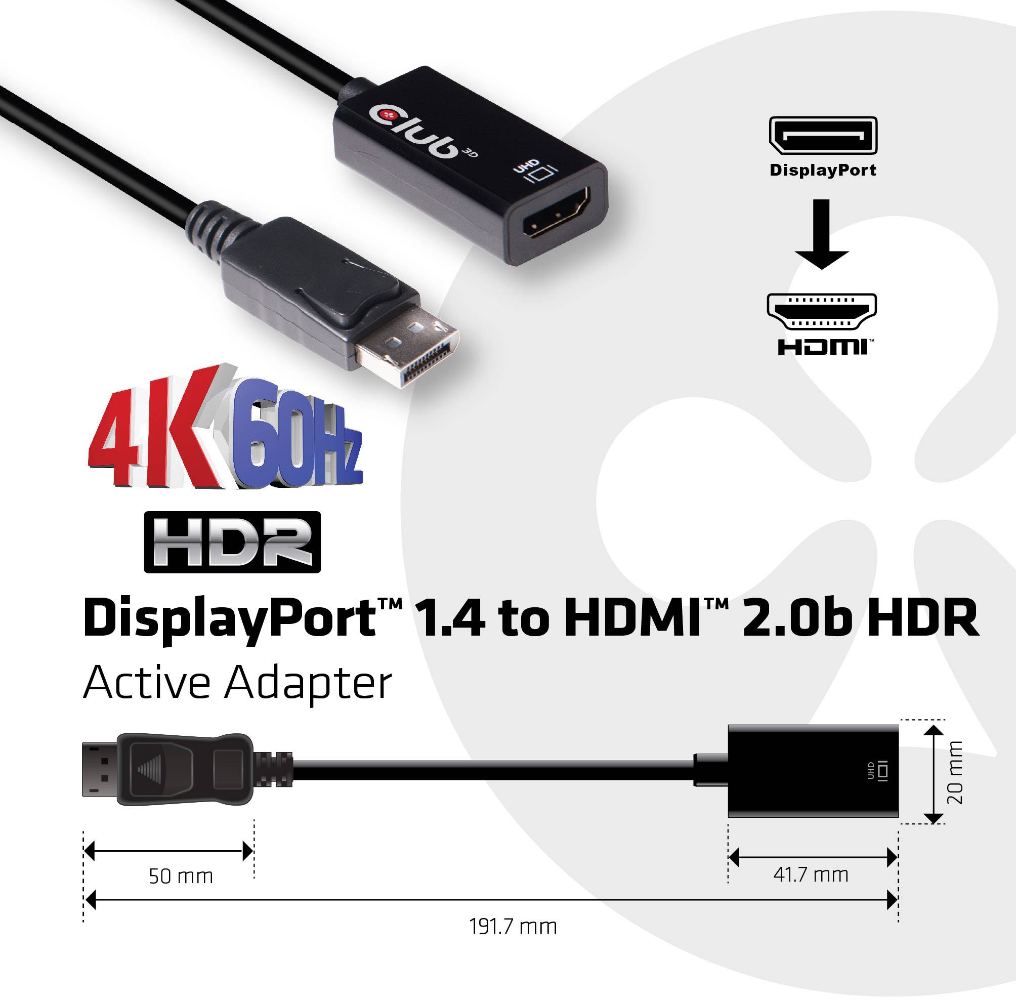 Club3D CAC-1080 DisplayPort Adapter [1x DisplayPort Stecker - 1x HDMI-Buchse] Schwarz