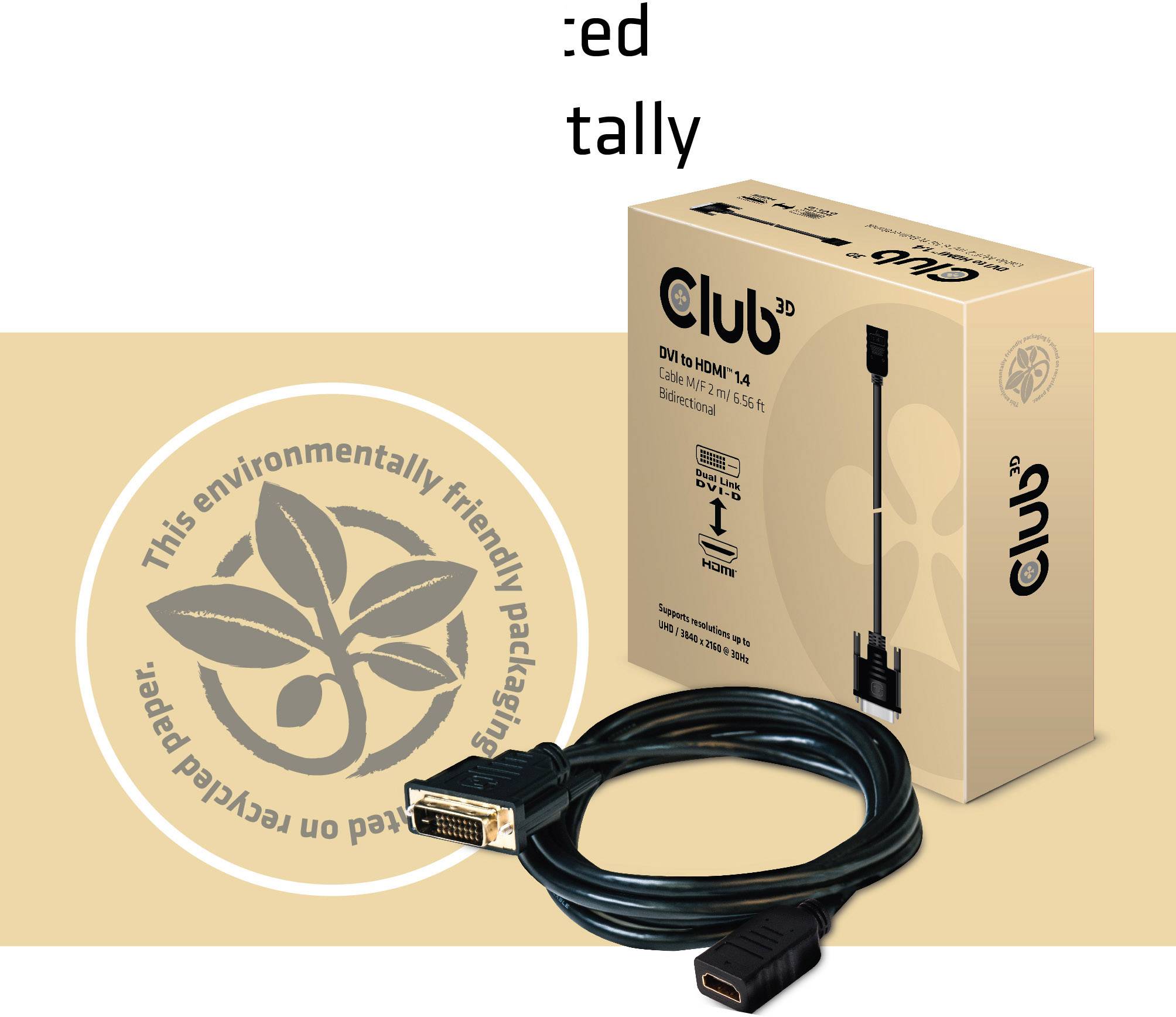 Club3D DVI / HDMI Adapterkabel DVI-D 24+1pol. Stecker, HDMI-A Buchse 2.00m Schwarz CAC-1211 DVI-Kabel