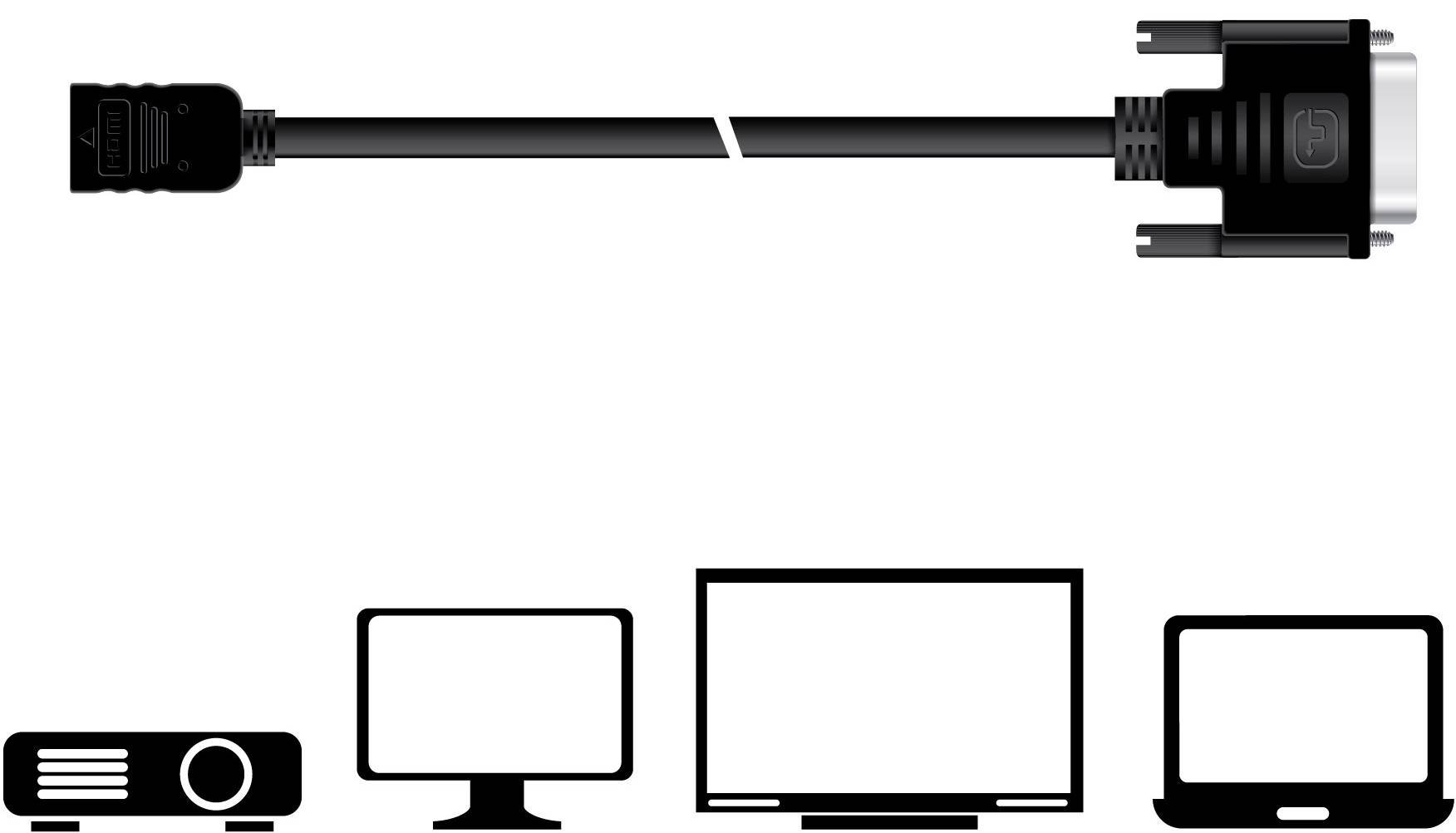 VGA-Kabelverbindung zu einem Projektor, Monitor und Laptop.